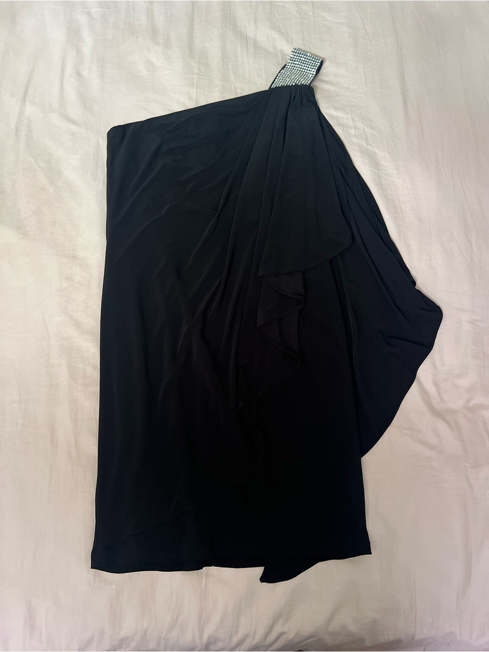 Y2K Cache Black One-Shoulder Mini Dress with Embellished Strap
